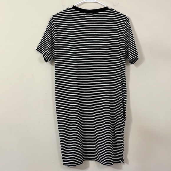 Cotton Emporium Black White Striped Tee Shirt Dress With Pockets S - Picture 6 of 6